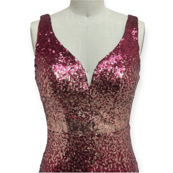 Crystal Doll Gradient Holiday Sequin Floor Length Dress size 9 - Picture 4 of 6